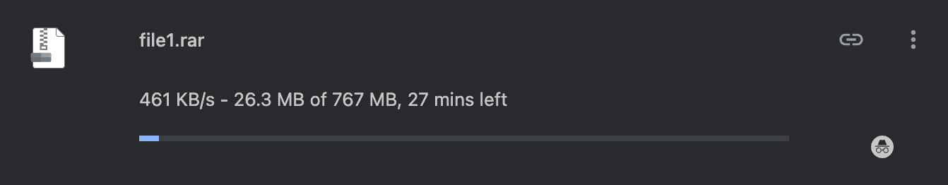 Uploady free browser download speed test showing 461 KB/s